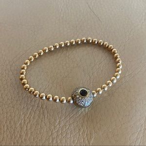 Gold Bead Evil Eye Pendant Bracelet